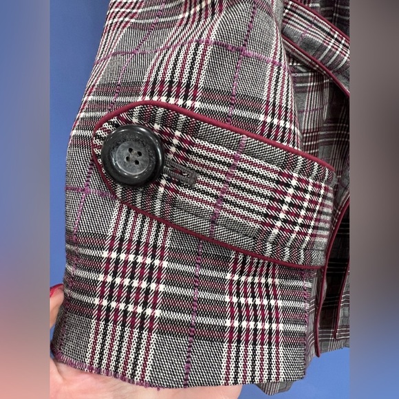 ANNE KLEIN A/LINE PLAID TRENCH COAT - Picture 3 of 9